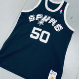 San Antonio Spurs: David Robinson (No Name) Rookie 1989/90 Black Sand-Knit Jersey (S/M)
