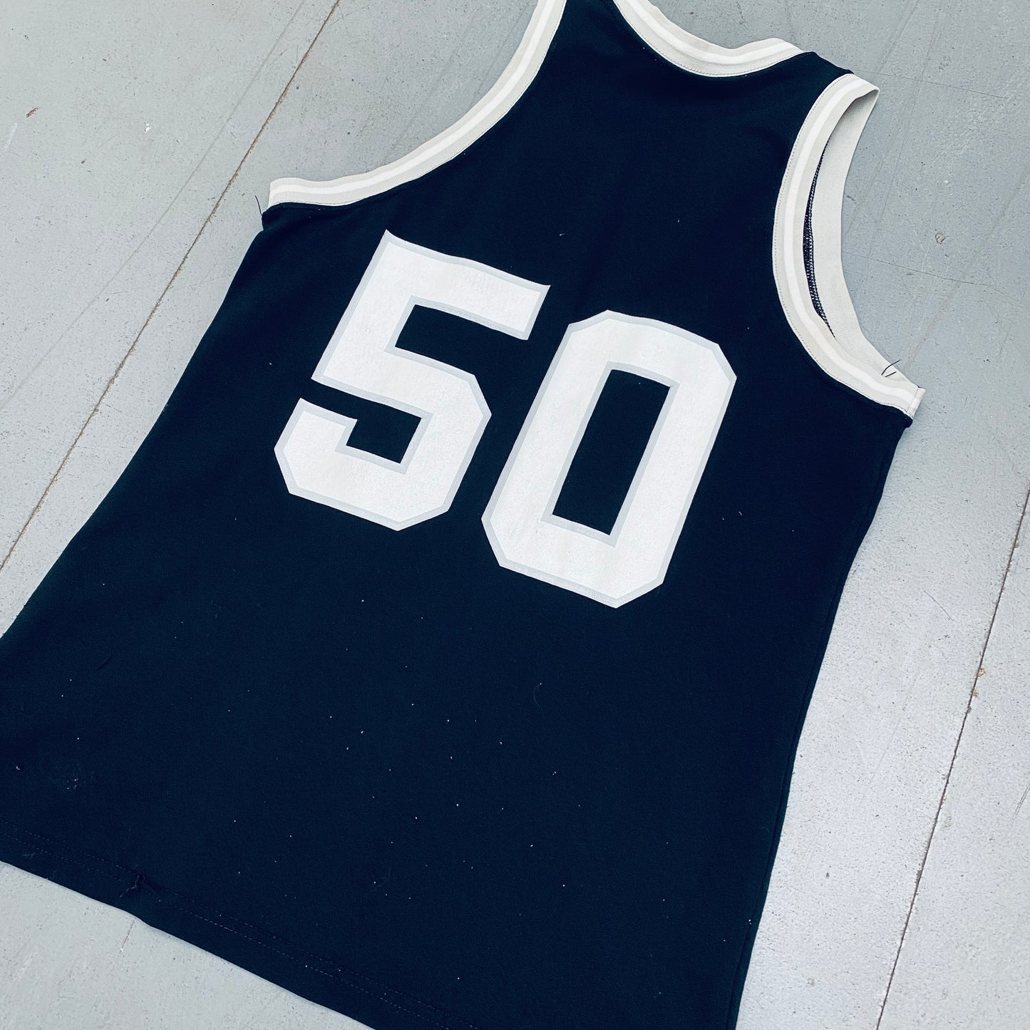 San Antonio Spurs: David Robinson (No Name) Rookie 1989/90 Black Sand-Knit Jersey (S/M)