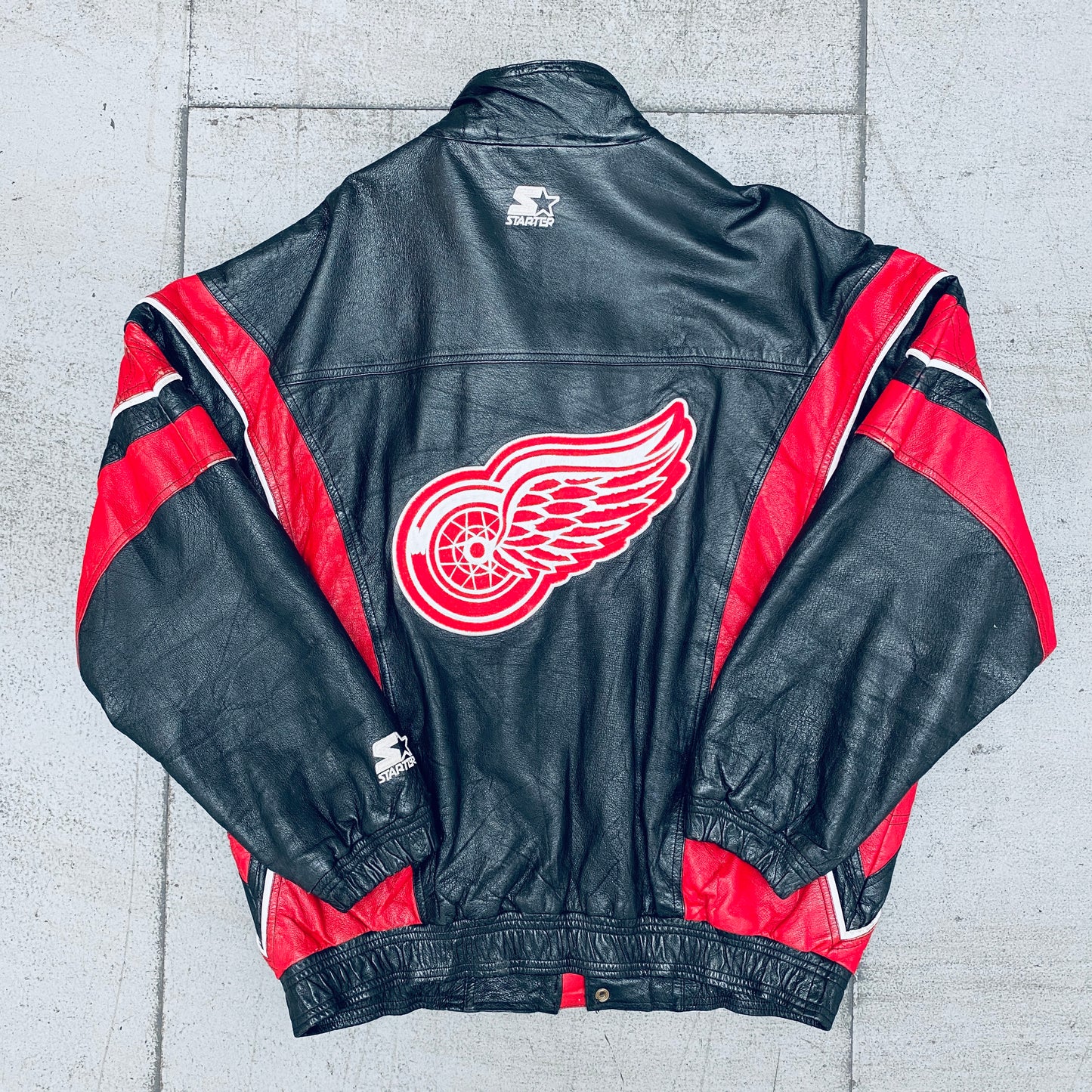 Detroit Red Wings: 1990's Leather Starter Jacket (L/XL)