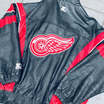 Detroit Red Wings: 1990's Leather Starter Jacket (L/XL)