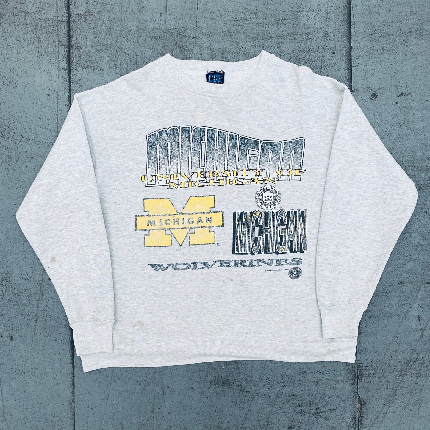 Michigan Wolverines: 1993 Graphic Spellout Sweat (L)