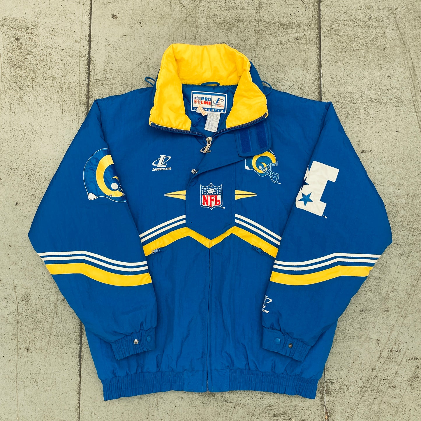 St. Louis Rams: 1990's Logo Athletic Diamond Spike Fullzip Proline Jacket (M/L)