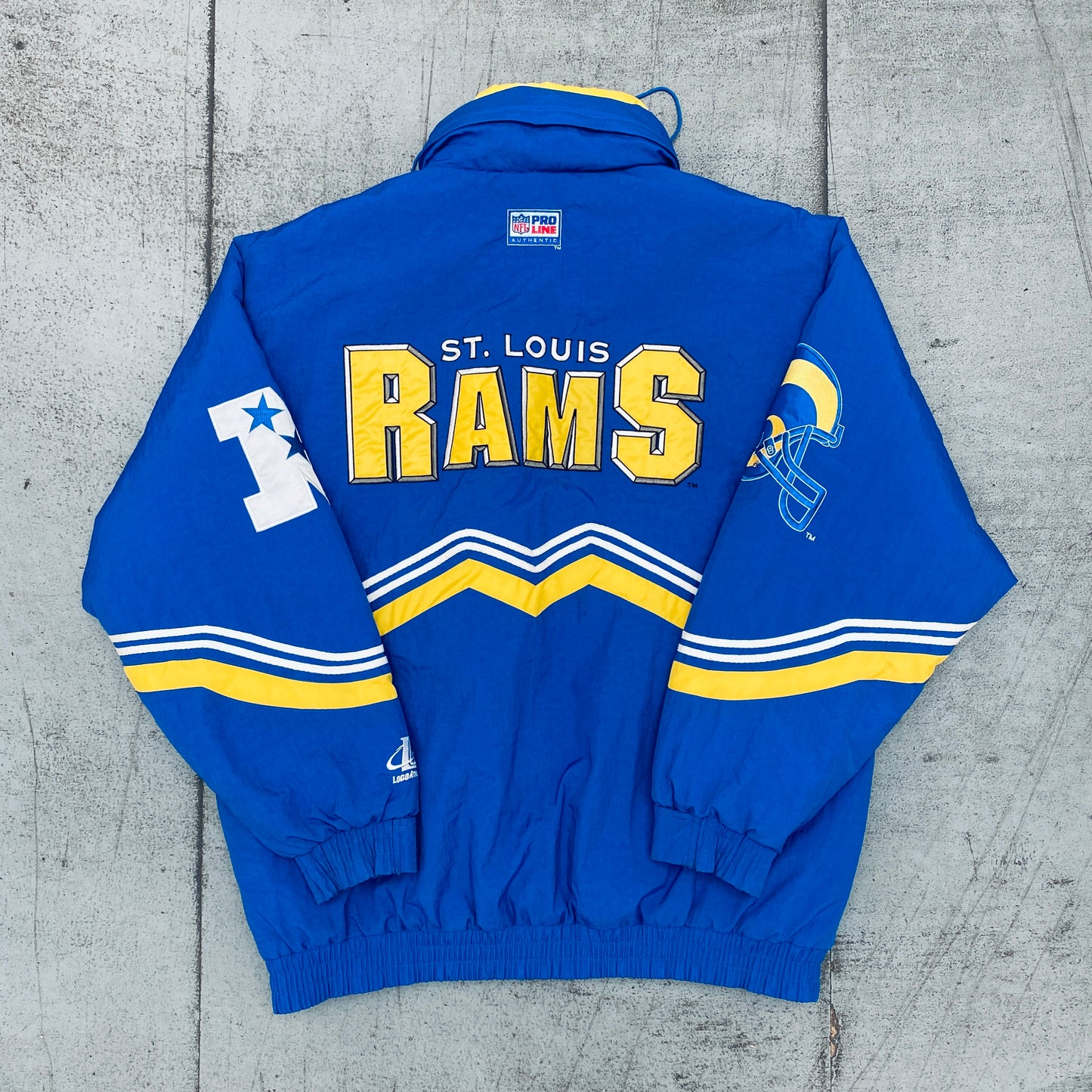 St. Louis Rams: 1990's Logo Athletic Diamond Spike Fullzip Proline Jacket (M/L)