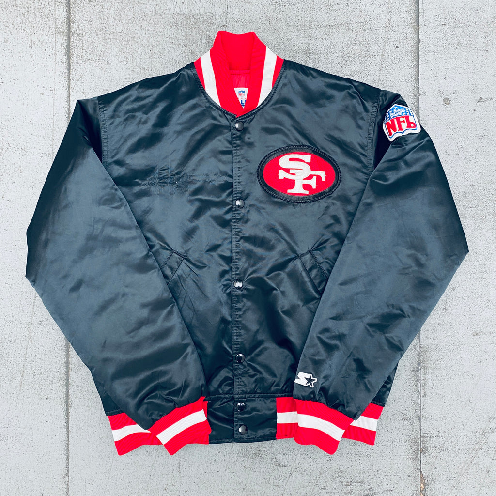 San Francisco 49ers: 1980's Red Satin Reverse Spellout Starter Bomber –  National Vintage League Ltd.