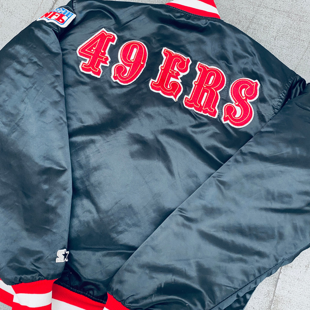 San Francisco 49ers: 1980's Blackout Satin Reverse Spellout Proline St –  National Vintage League Ltd.