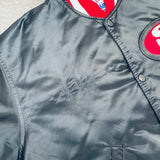 San Francisco 49ers: 1980's Blackout Satin Reverse Spellout Proline Starter Bomber Jacket (M)