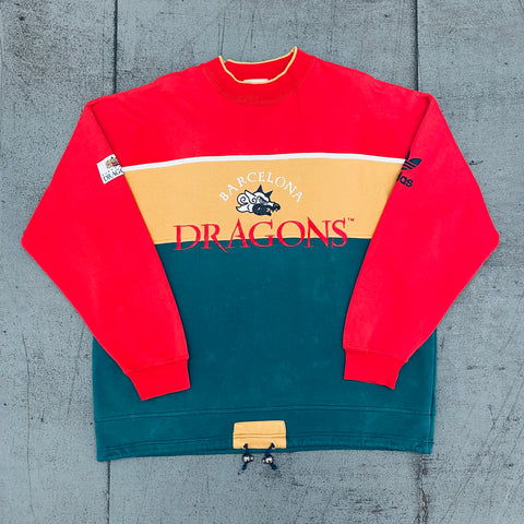 WLAF: Barcelona Dragons 1990's Adidas Embroidered Spellout Sweat (XL)