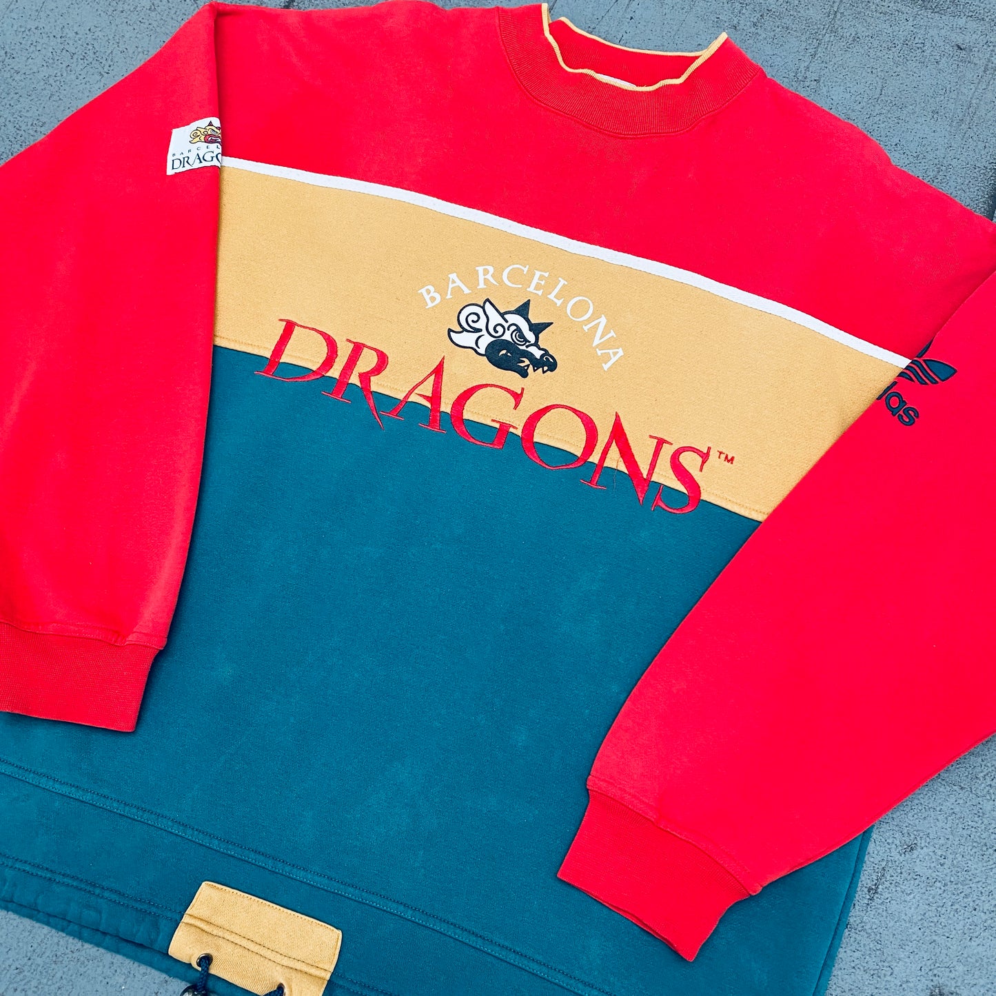 WLAF: Barcelona Dragons 1990's Adidas Embroidered Spellout Sweat (XL)