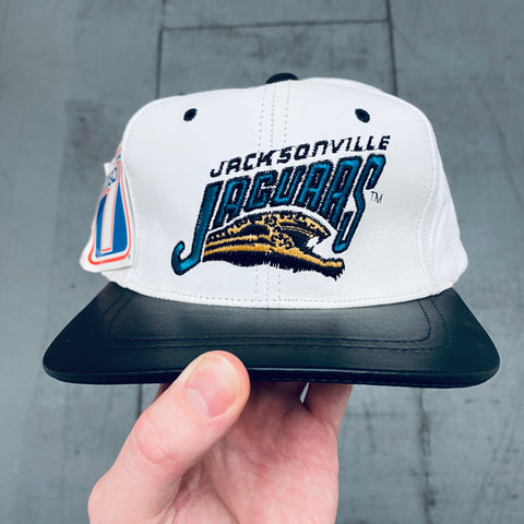 Jacksonville Jaguars: 1993 Logo 7 Team Announce Leather Strapback - BNWT!
