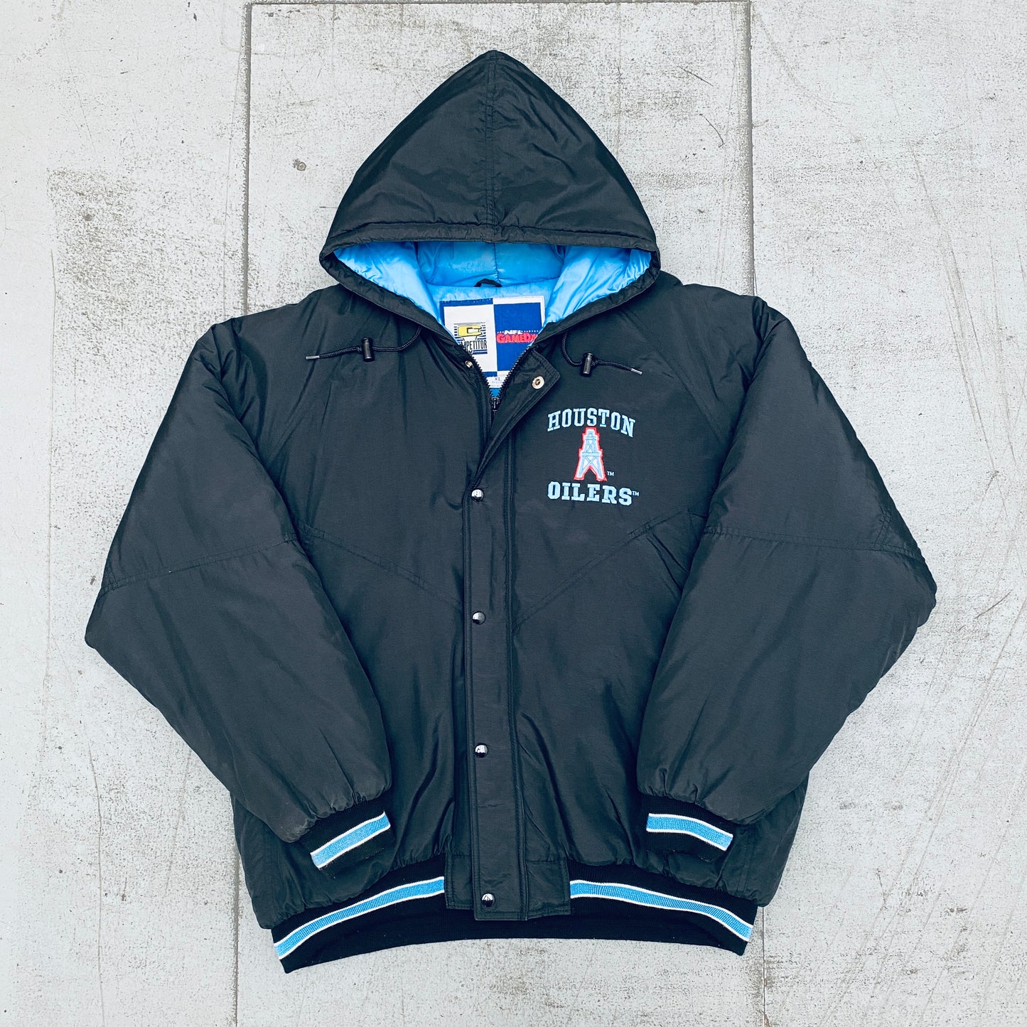 Houston Oilers: 1990's Blackout Fullzip Parka Jacket (L/XL)