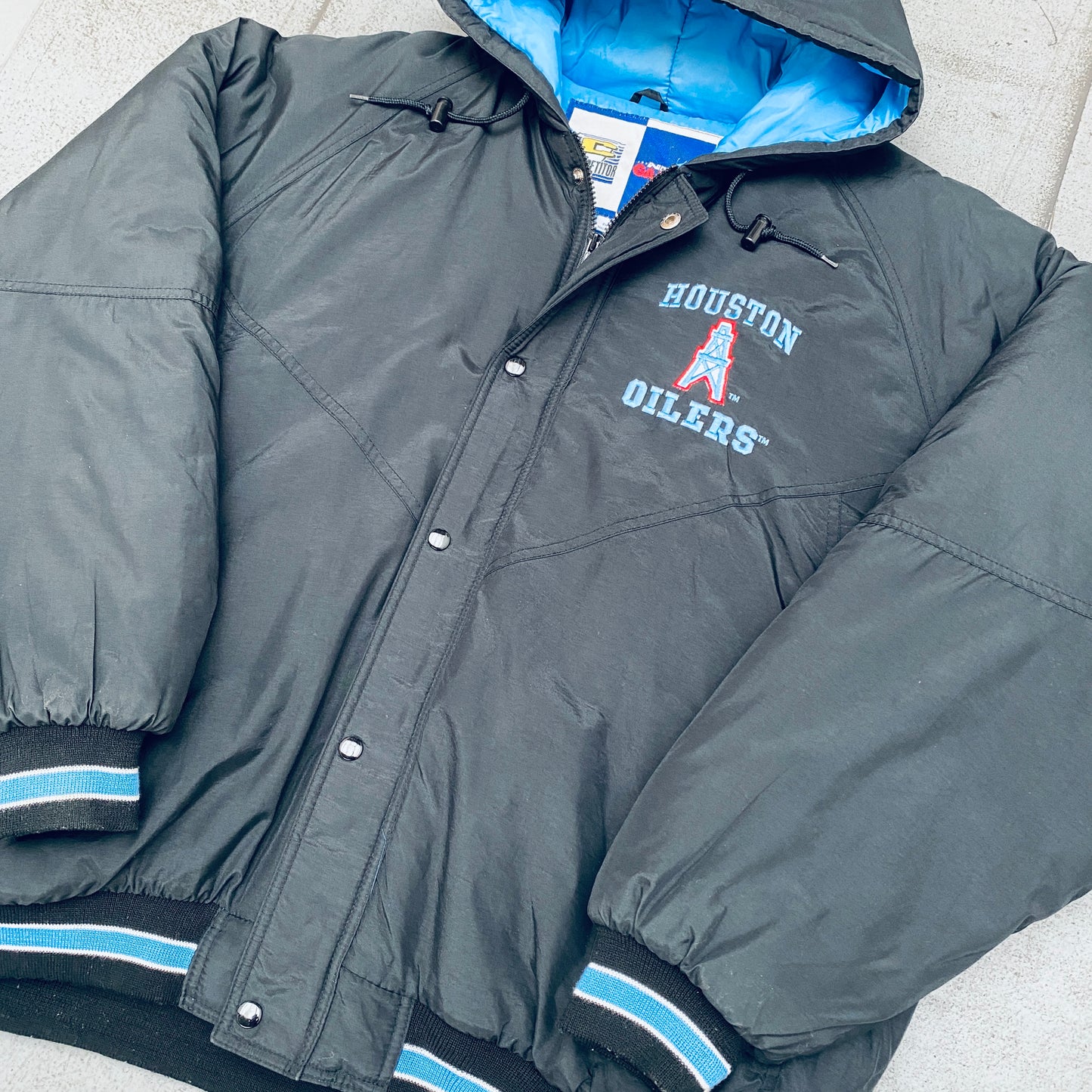 Houston Oilers: 1990's Blackout Fullzip Parka Jacket (L/XL)