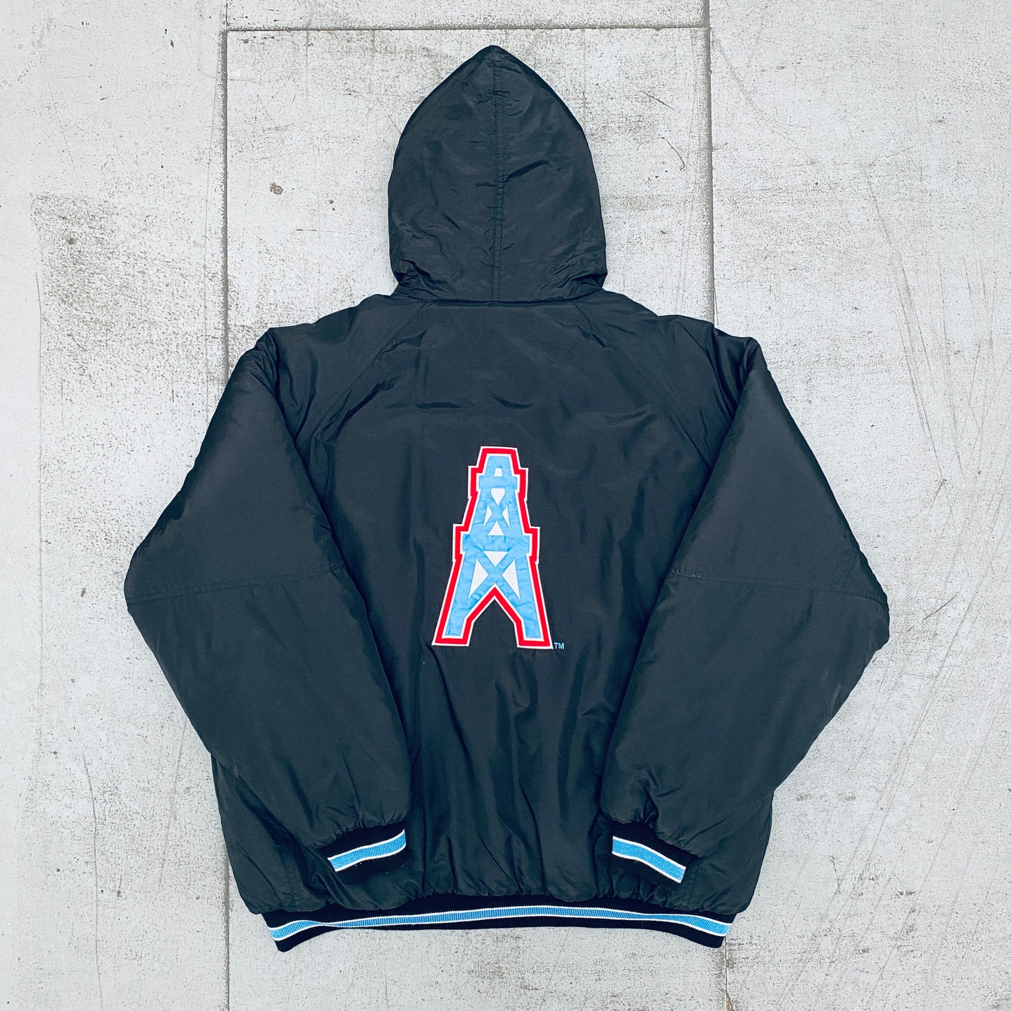 Houston Oilers: 1990's Blackout Fullzip Parka Jacket (L/XL)