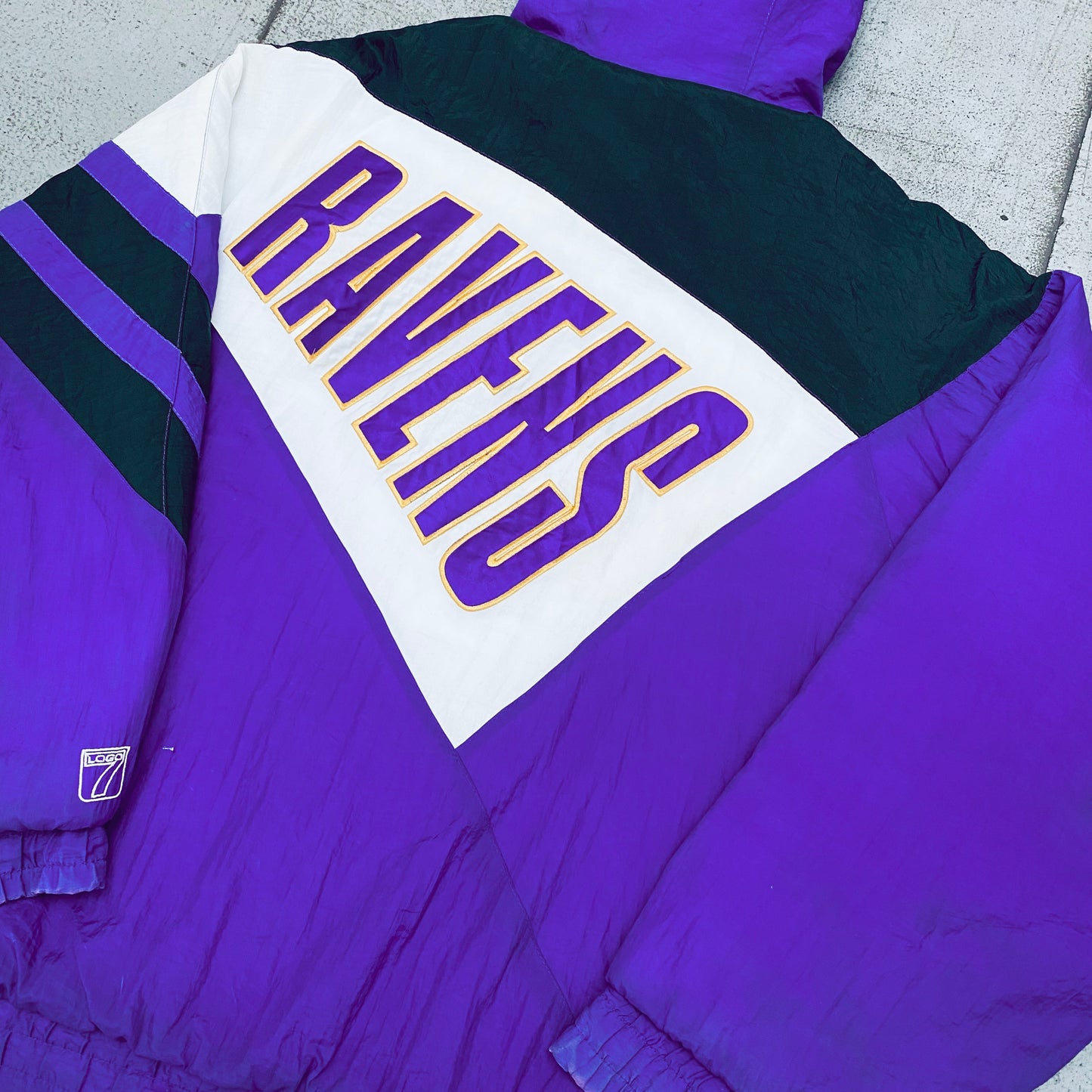 Baltimore Ravens: 1996 Logo 7 "Old Logo" Reverse Spellout Fullzip Parka Jacket (L)