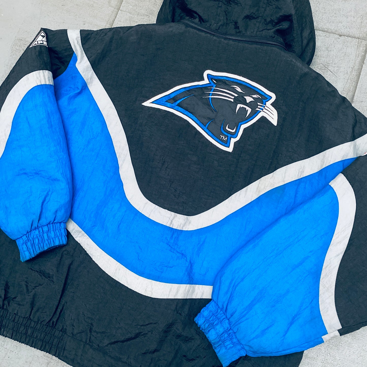 Carolina Panthers: 1990's Apex One "Ice Cream Man" Wave Fullzip Proline Jacket (XL)