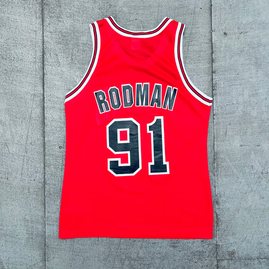 Chicago Bulls: Dennis Rodman 1995/96 Red Champion Jersey (M)