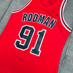 Chicago Bulls: Dennis Rodman 1995/96 Red Champion Jersey (M)