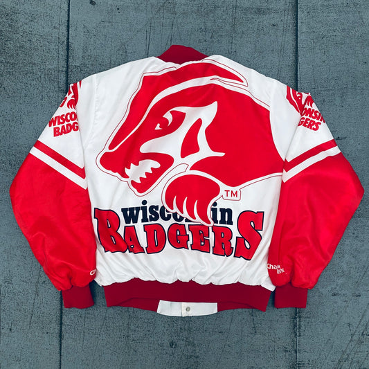 Wisconsin Badgers: 1990's Chalk Line Fanimation Bomber Jacket (L)