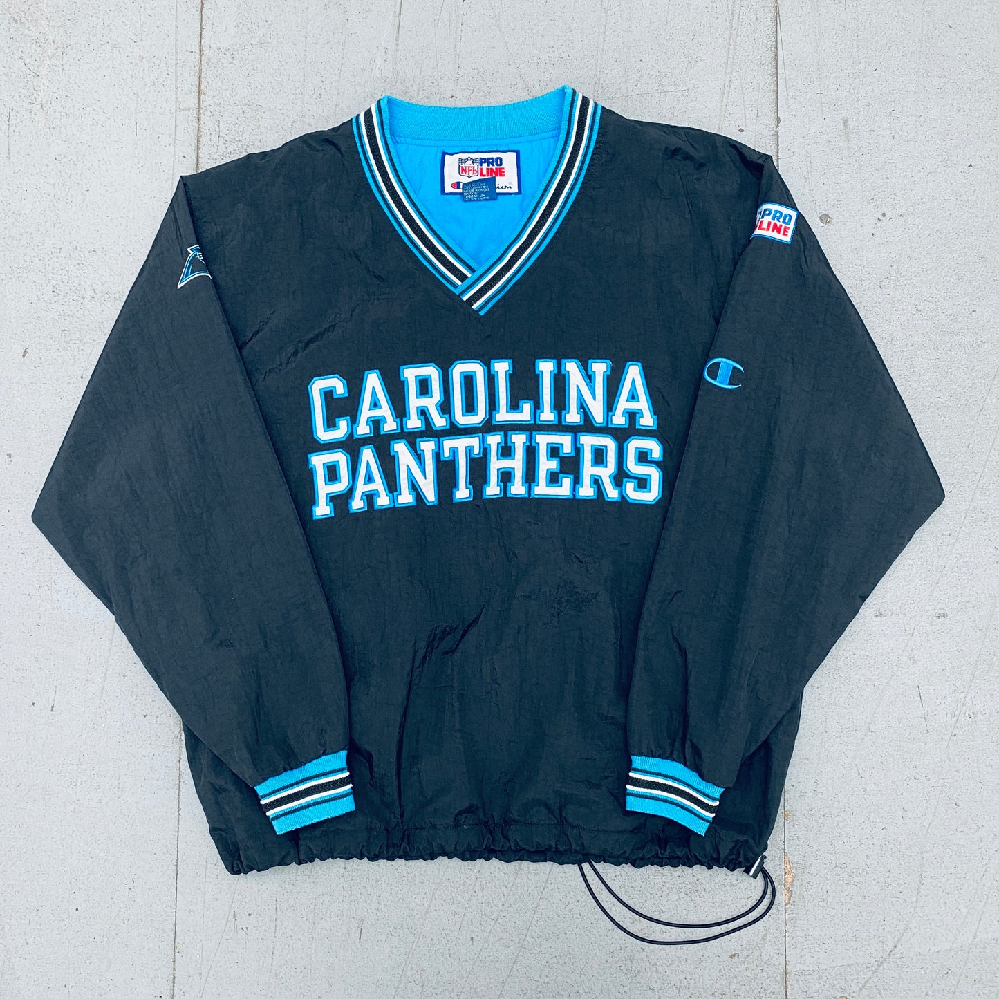 Carolina Panthers: 1990's Champion Spellout Proline Sideline Jacket (L/XL)