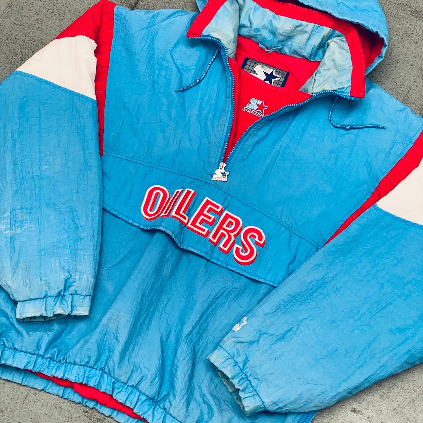 Houston Oilers: 1990's 1/4 Zip Starter Breakaway Jacket (L/XL)