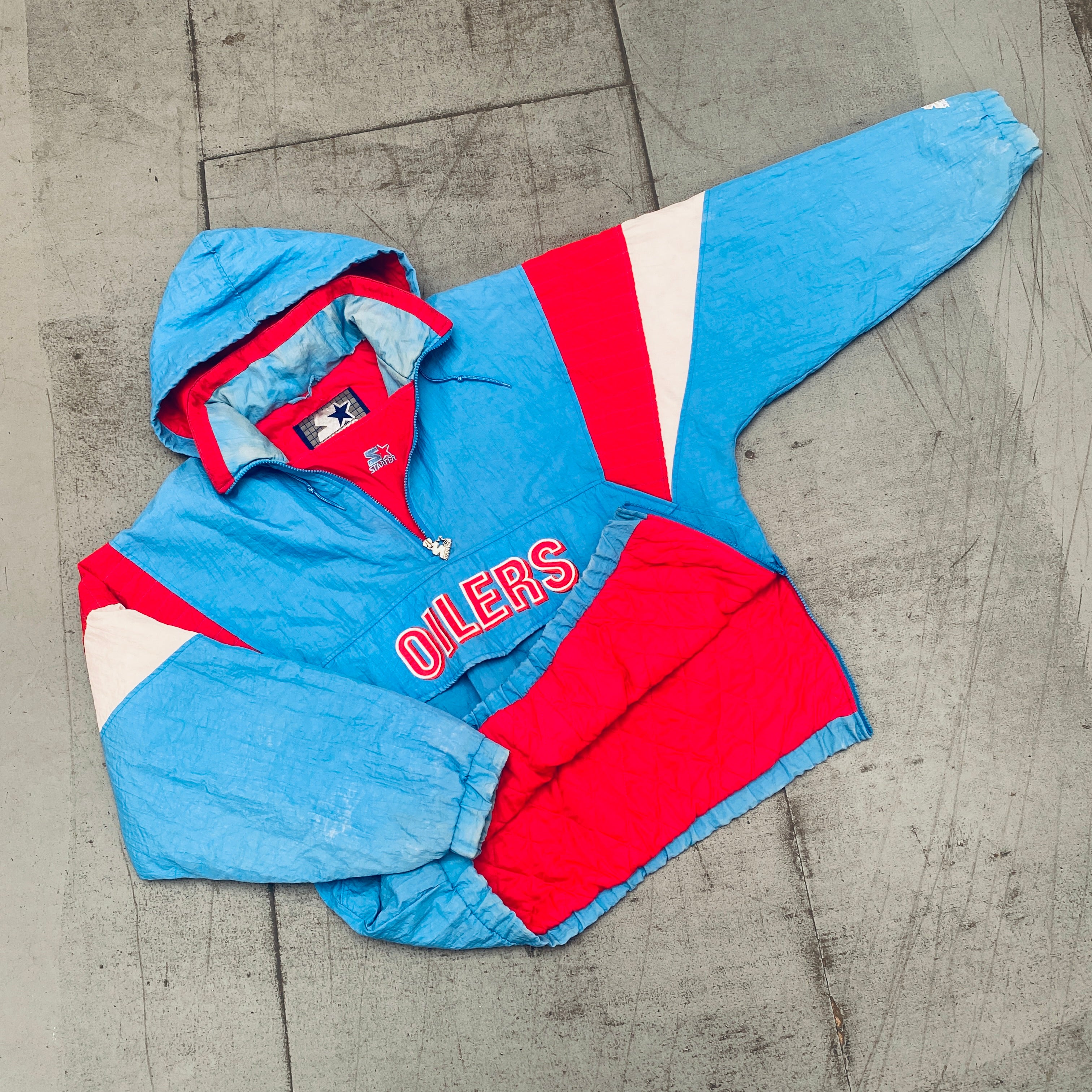 Houston Oilers: 1990's 1/4 Zip Starter Breakaway Jacket (L