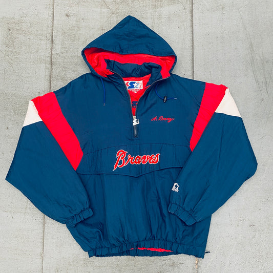 Atlanta Braves: 1990's 1/4 Zip Starter Breakaway Jacket (XL)