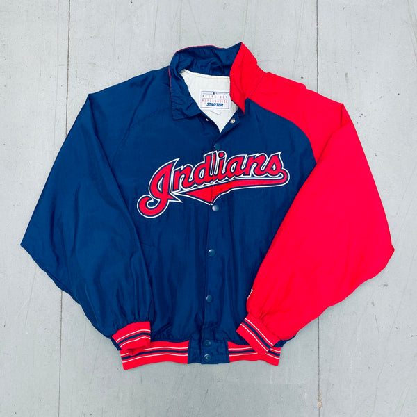 Vintage Cleveland Indians Starter Jacket Medium MLB Diamond Collection  Satin Red