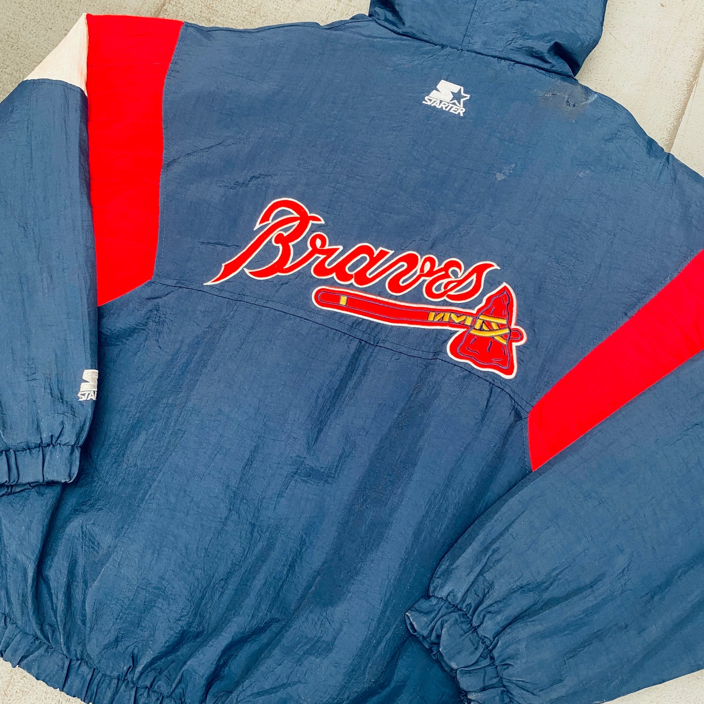 Atlanta Braves: 1990's 1/4 Zip Starter Breakaway Jacket (XL)