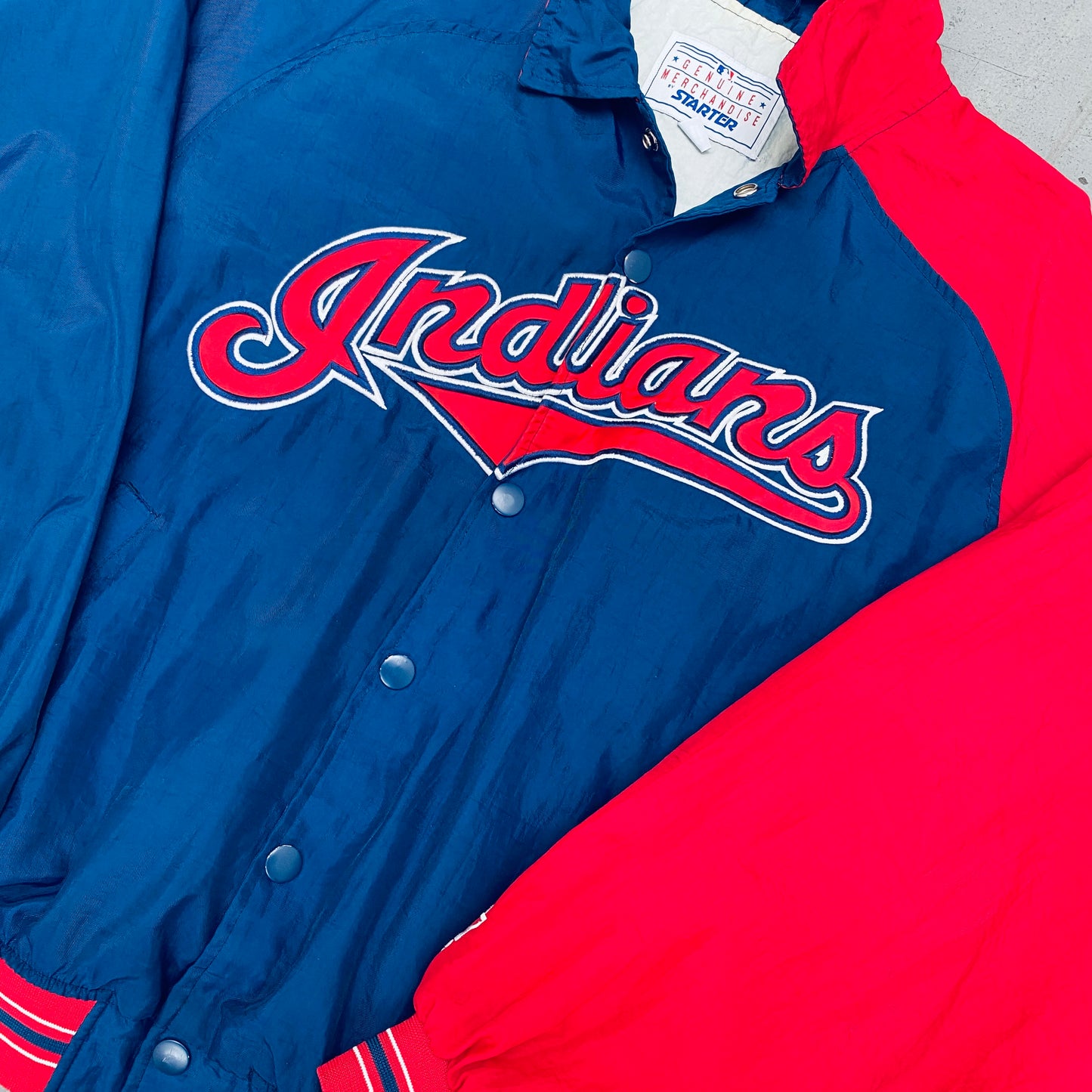 Cleveland Indians: 1990's Coach's Dugout Lightweight Starter Bomber Jacket (L)