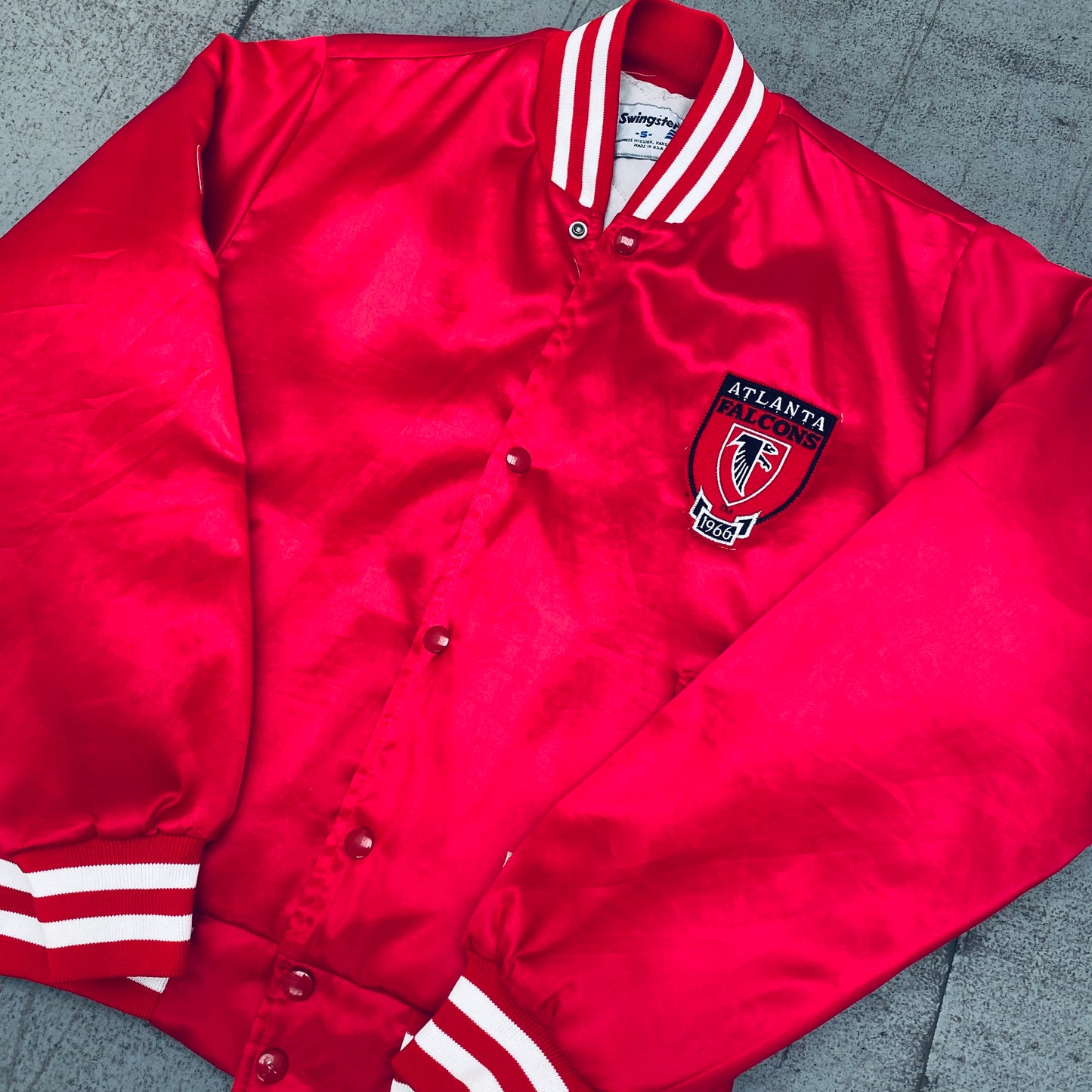 Atlanta Falcons: 1990's Satin "NVL ReWork" Bomber Jacket (S)