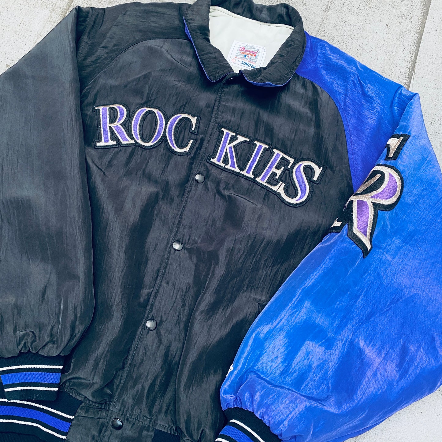 Colorado Rockies: 1990's Diamond Collection Coach's Dugout Starter Bomber Jacket (XL)