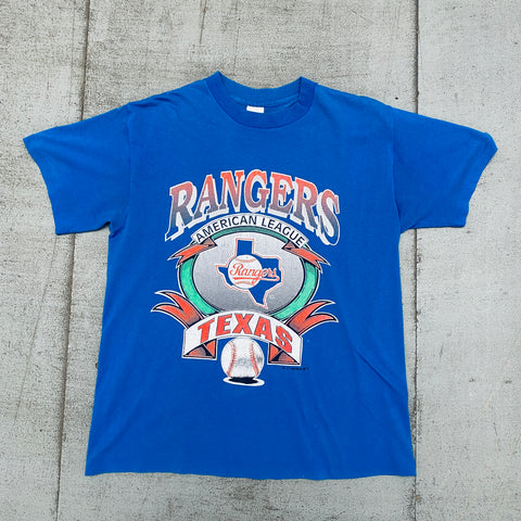 Texas Rangers: 1992 Graphic Spellout Tee (M) – National Vintage