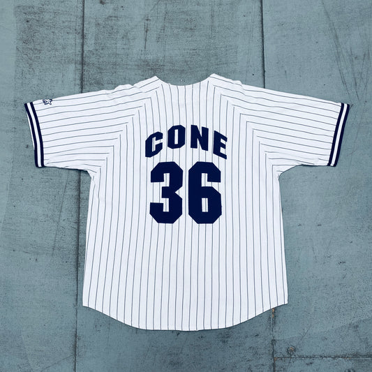 New York Yankees: 1990's David Cone White Pinstripe Stitched Starter Jersey (XL)