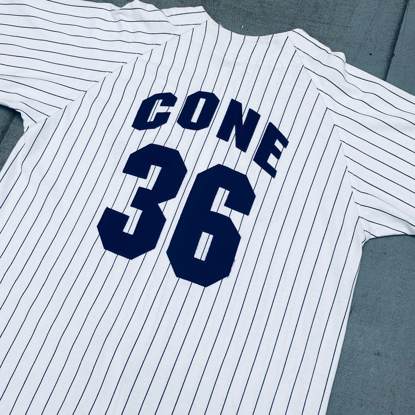 New York Yankees: 1990's David Cone White Pinstripe Stitched Starter Jersey (XL)