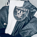 Oakland Raiders: 1990's Leather Fullzip Split Back Starter Jacket (L)