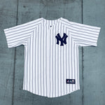New York Yankees: Mark Teixeira 2009 White Pinstripe Majestic Stitched Jersey (S)