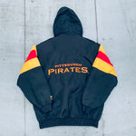 Pittsburgh Pirates: 1990's Logo 7 Blackout Reverse Spellout Fullzip Jacket (S/M)