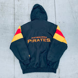 Pittsburgh Pirates: 1990's Logo 7 Blackout Reverse Spellout Fullzip Jacket (S/M)
