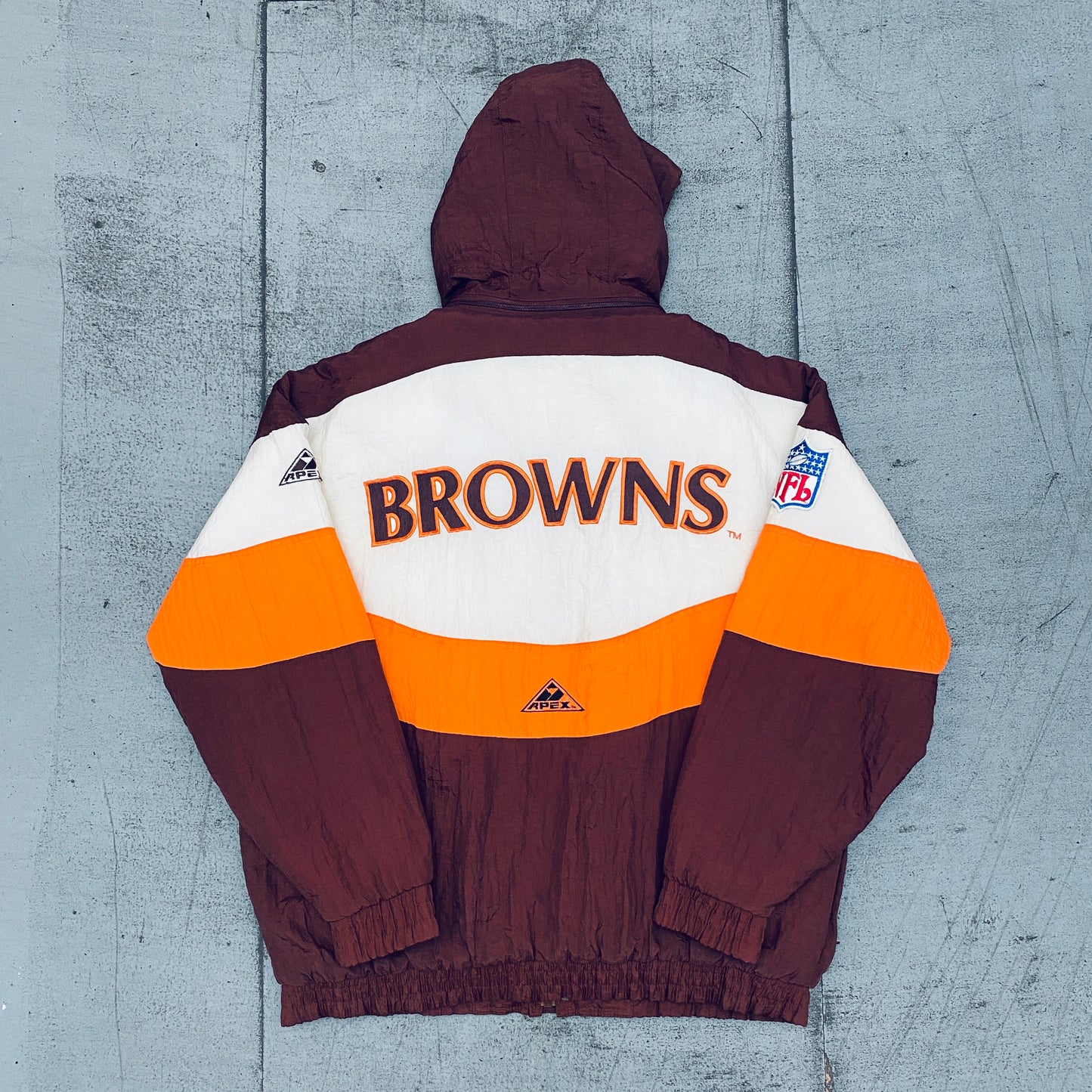 Cleveland Browns: 1990's Apex One Reverse Spellout Wave Fullzip Proline Jacket (L)