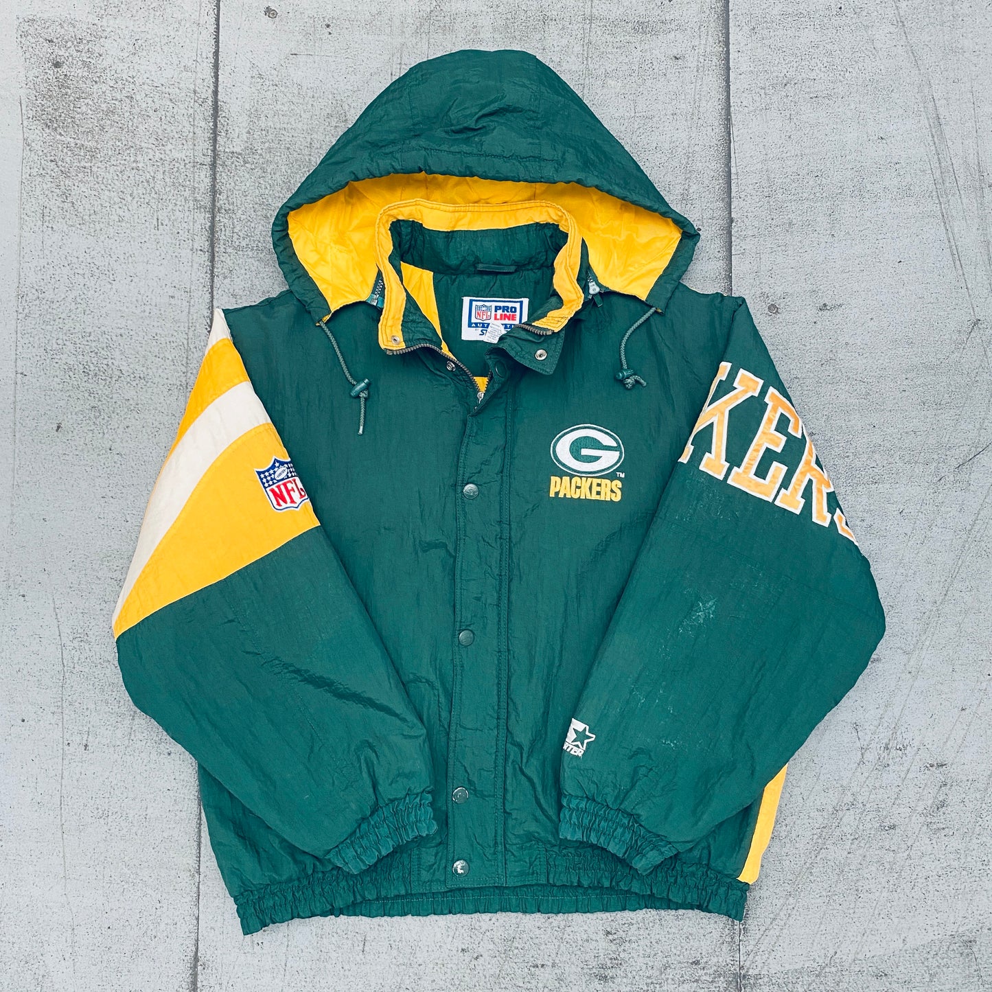 Green Bay Packers: 1990's Fullzip Proline Split Back Starter Jacket (L)