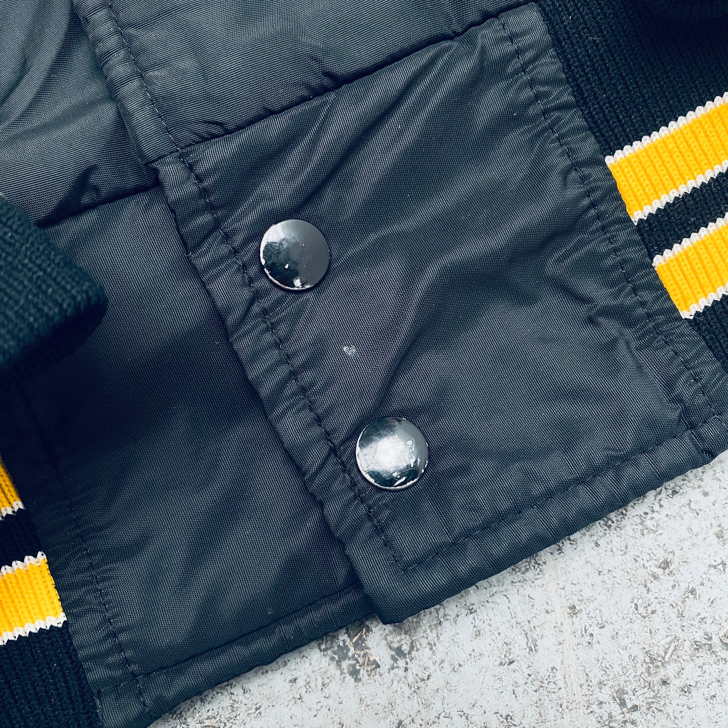 Iowa Hawkeyes: 1980's Satin Reverse Script Spellout Bomber Jacket (S)