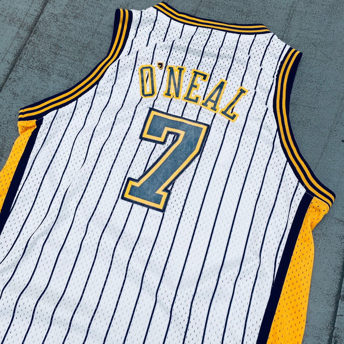 Indiana Pacers: Jermaine O'Neal 2002/03 White Pinstripe Reebok Stitched Jersey (XS)