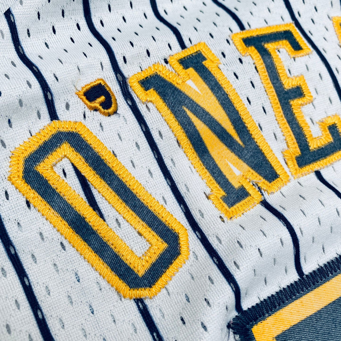 Indiana Pacers: Jermaine O'Neal 2002/03 White Pinstripe Reebok Stitched Jersey (XS)