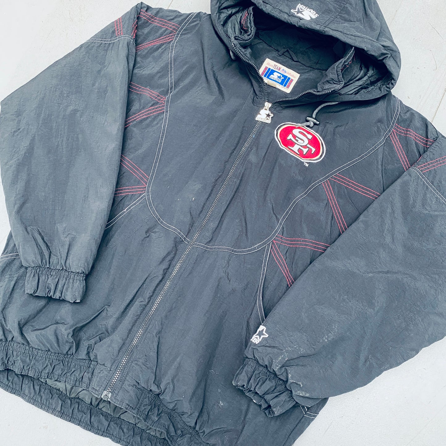 San Francisco 49ers: 1990's Blackout Fullzip Starter Jacket (XXL)