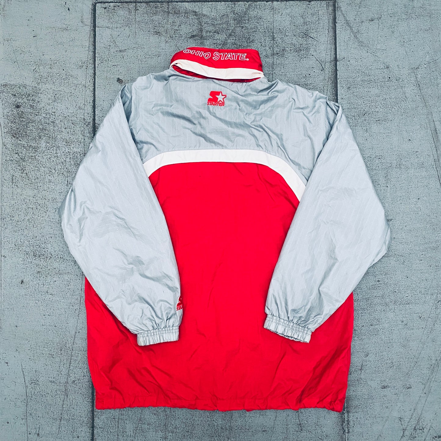 THE Ohio State Buckeyes: 1990's Fullzip Lightweight Starter Jacket w/ Hood (L)