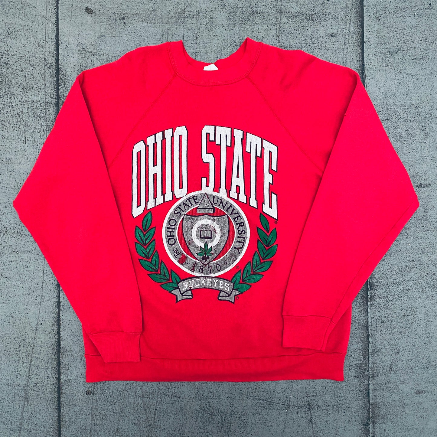 THE Ohio State Buckeyes: 1980's Graphic Spellout Sweat (S)