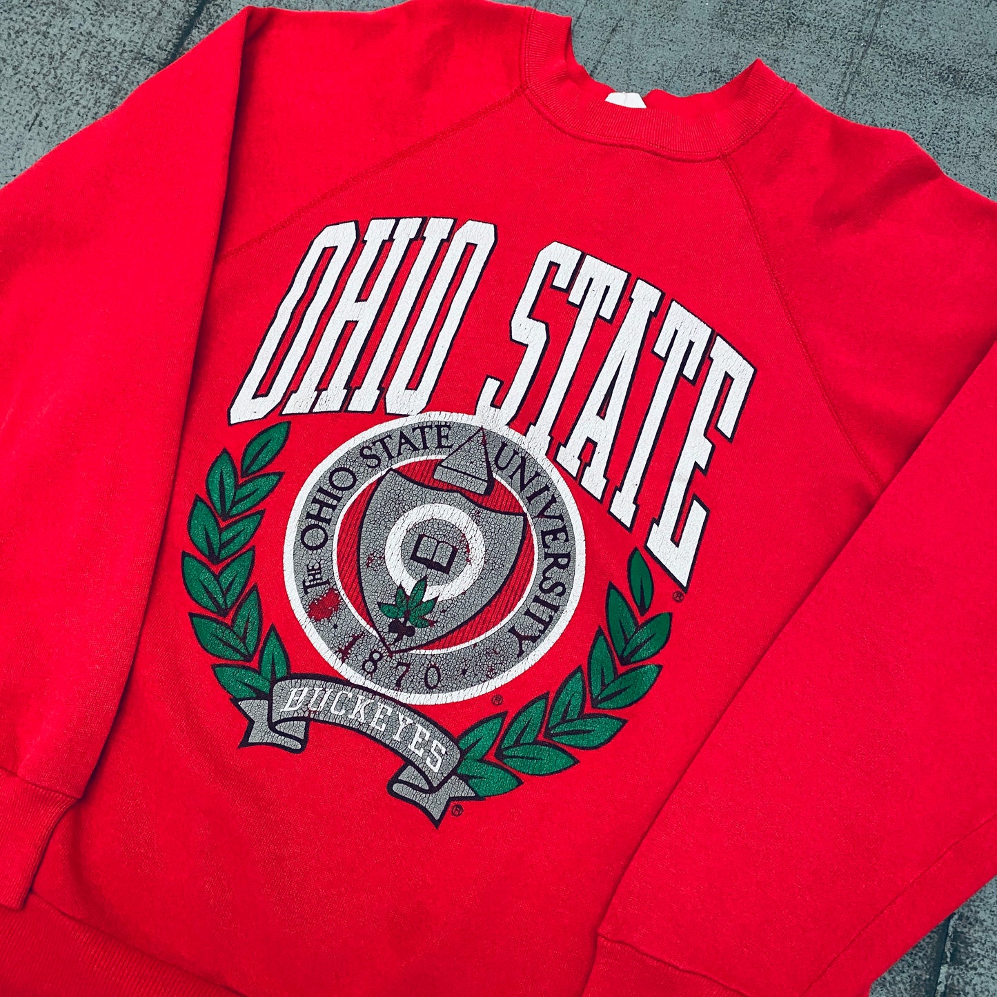 THE Ohio State Buckeyes: 1980's Graphic Spellout Sweat (S)