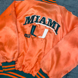 Miami Hurricanes: 1980's Satin Reverse Spellout Bomber Jacket (M)