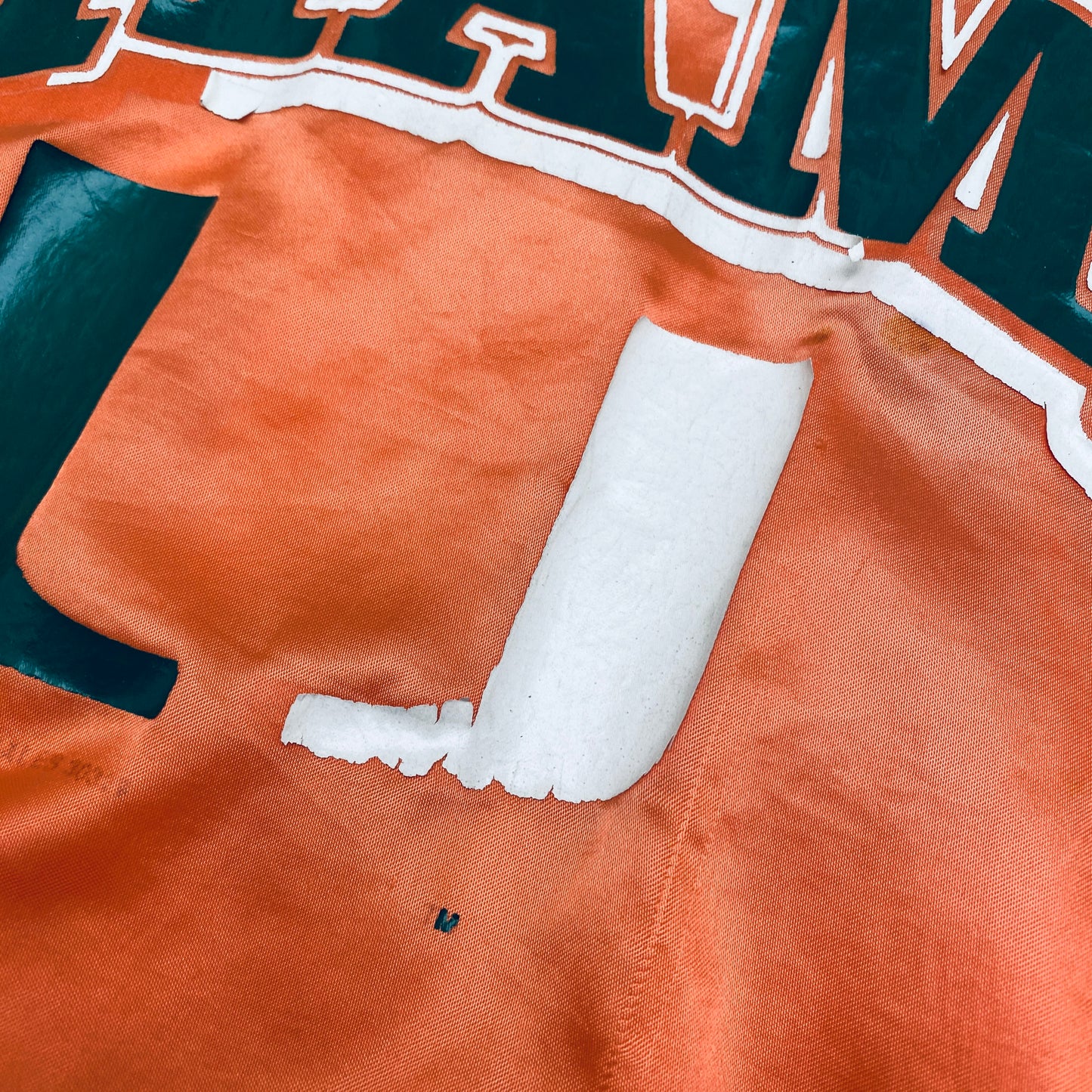 Miami Hurricanes: 1980's Satin Reverse Spellout Bomber Jacket (M)