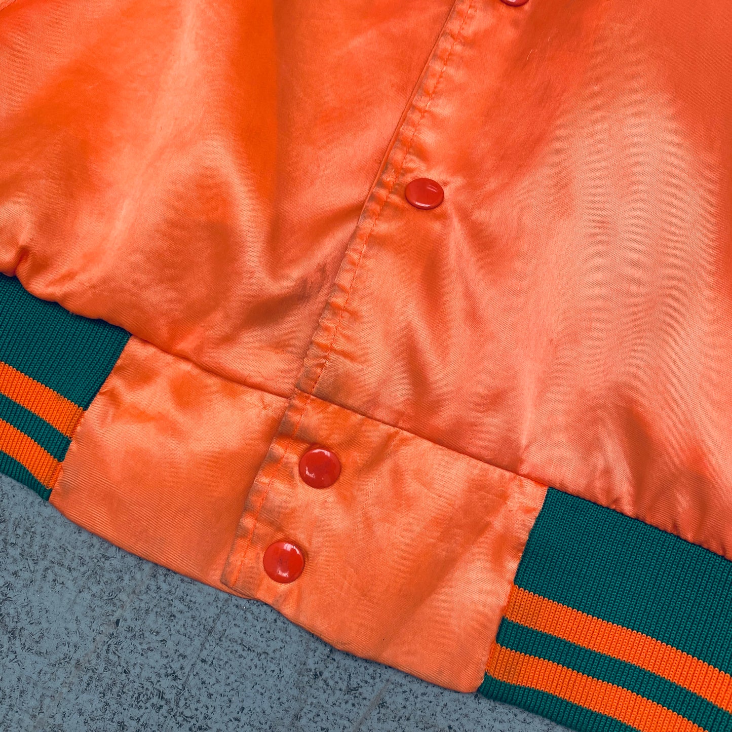 Miami Hurricanes: 1980's Satin Reverse Spellout Bomber Jacket (M)