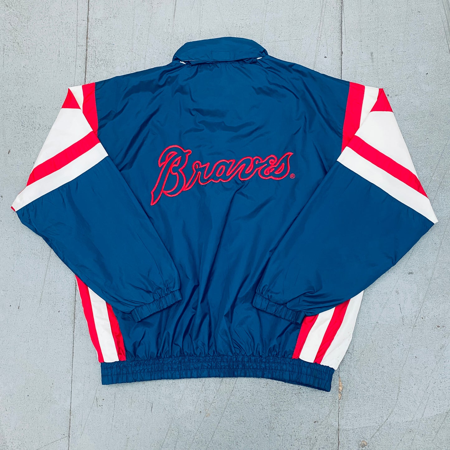 Atlanta Braves: 1990's Fullzip Starter Windbreaker w/ Hood (XL)